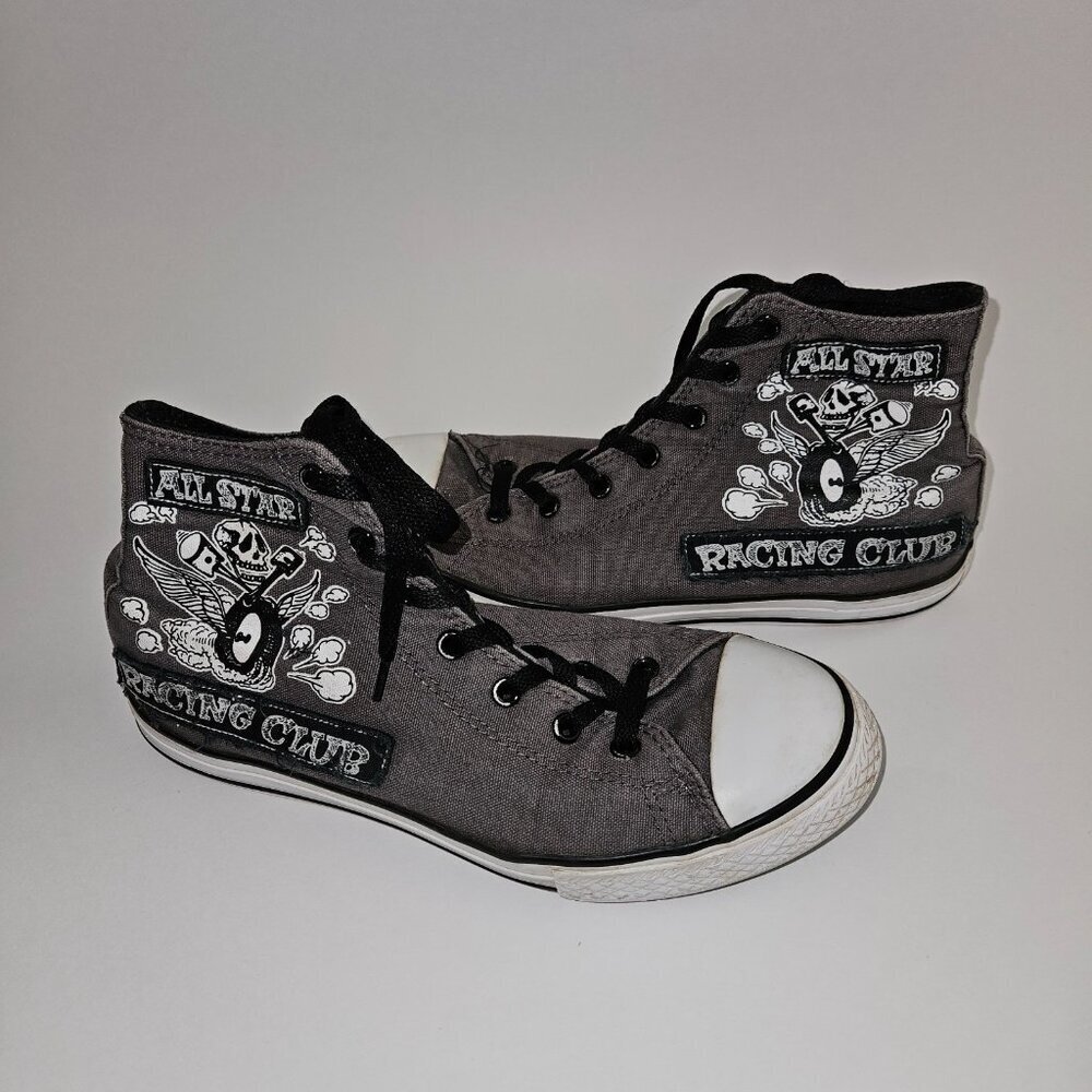 Converse Chuck Taylor High Top Sneakers Gray Shoes All Star Racing Club Size 6